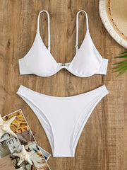 Red Triangle High Strech Bikini Set Spaghetti Straps Sexy Swimsuit