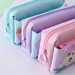 Mermaid Pencil Bag Double Layer Oxford Zipper Pencil Bag