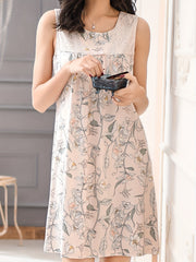 Women's Sleeveless Embroidered Panel Nightdress