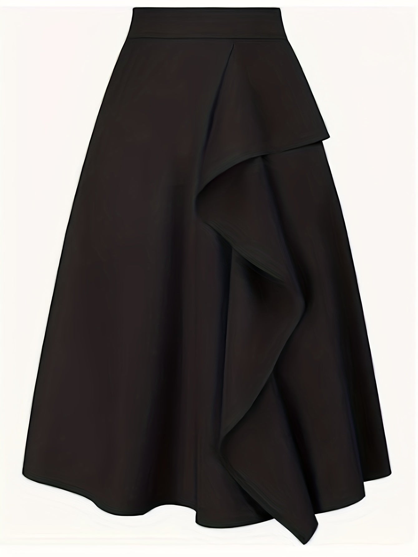 Solid Ruffle Trim Mini Skirt High Rise Stretch