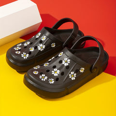 Women's Flower Pattern Summer Clogs Hole Slippers