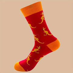 Men's Cartoon Pattern Crew Socks Cotton Blend Casual Unisex Socks