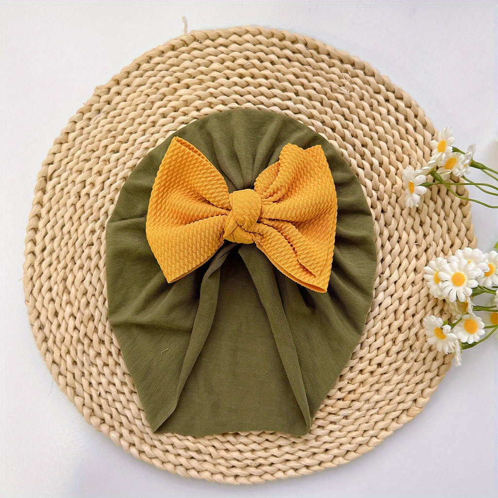 Baby Girls Twill Bubble Bow Turban Soft Hair Wrap Head Accessory