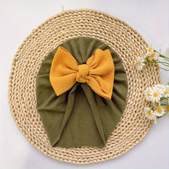 Baby Girls Twill Bubble Bow Turban Soft Hair Wrap Head Accessory