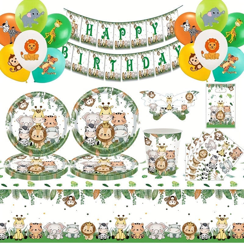 Forest Zoo Theme Party Disposable Tableware Set