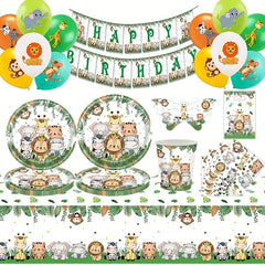 Forest Zoo Theme Party Disposable Tableware Set