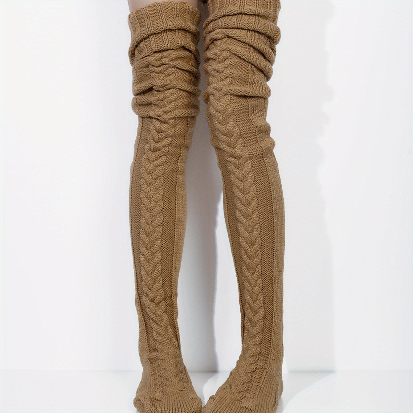 Thick Twist Knit Thigh High Socks Women's Stockings