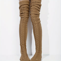 Thick Twist Knit Thigh High Socks Women's Stockings