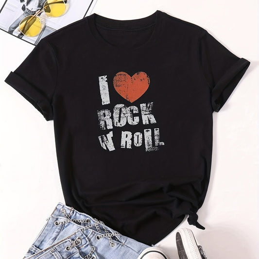 Rock T shirts Crew Neck Short Sleeve Hip Hops Tops Women's Clothing