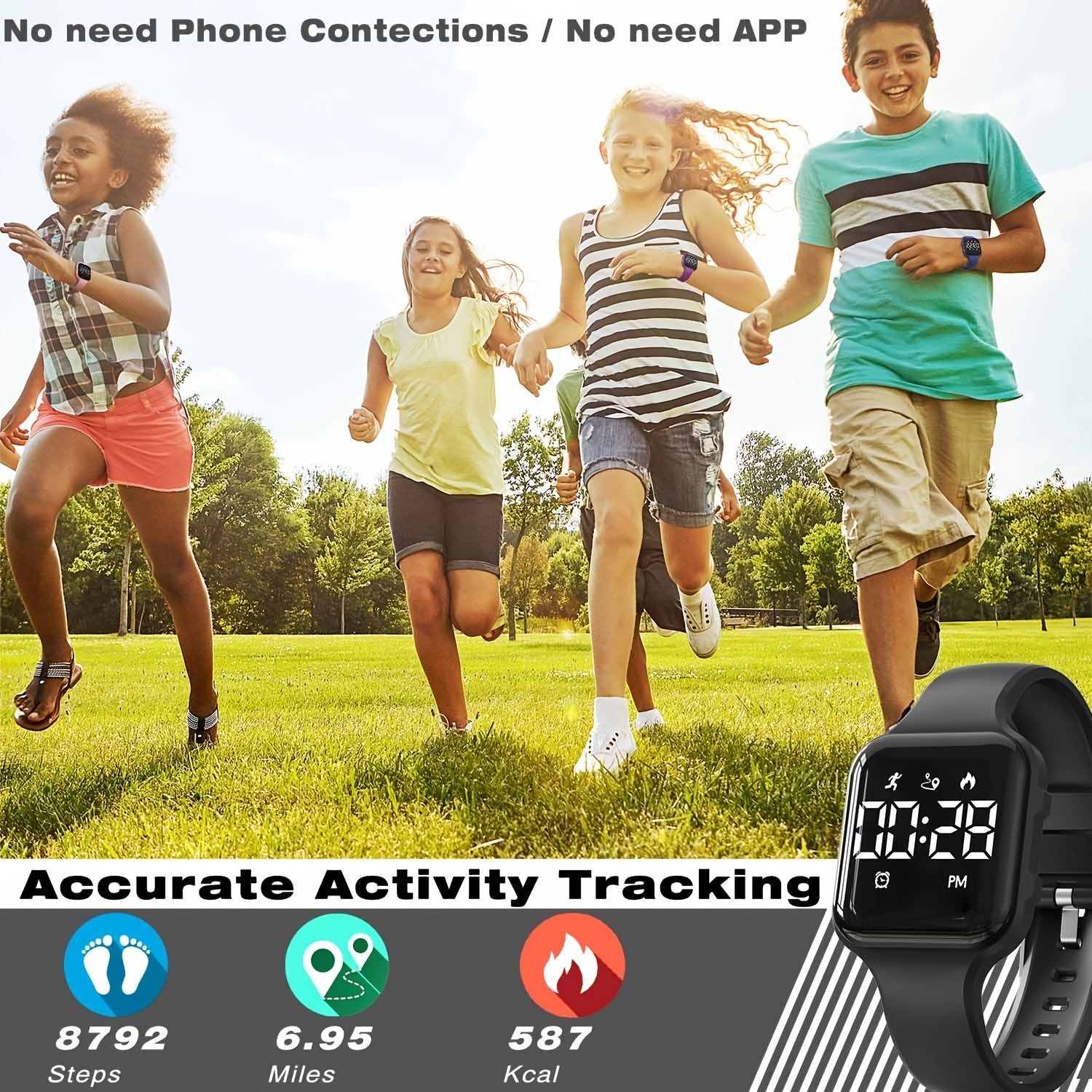 LED Digital Pedometer Tracker Activity Watch for Kids