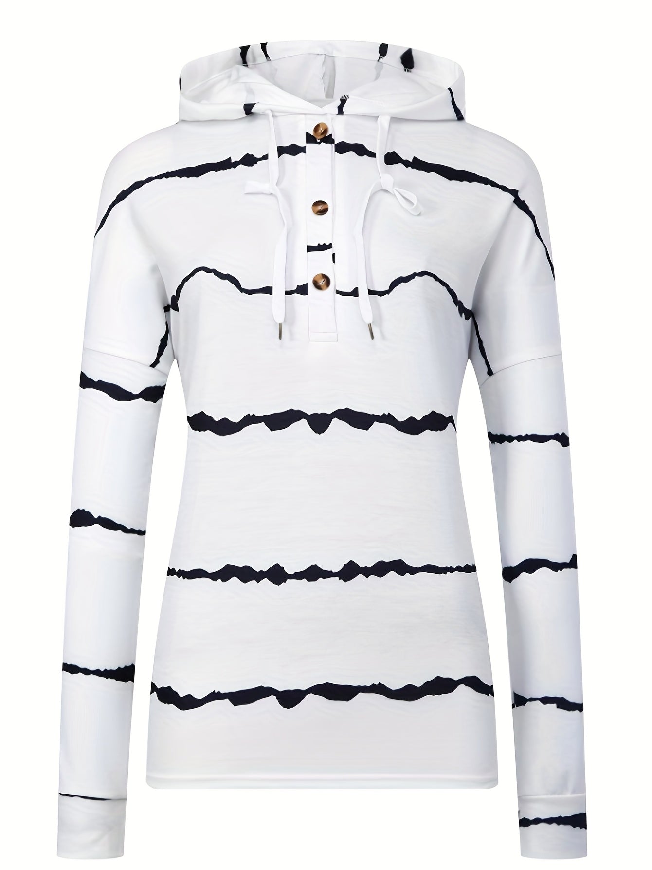 Tie Dye Striped Print Drawstring Loose Hoodie Casual Hooded Long Sleeve