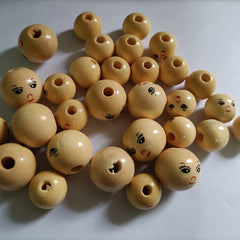 30pcs Doll Wooden Beads Round Beads Jewelry Making Wood Beads