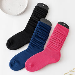 3 Pairs Solid Slouch Socks Comfy & Soft All match Sports Socks Women's Stockings