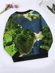 Girls Boys Island Graphic Sweatshirt Long Sleeve Pullover Top