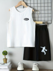 Boys Vest And Shorts 2pcs Set Basketball Sports Suit