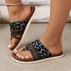 Leopard Print Flip flops Lightweight Summer Slippers Sandals