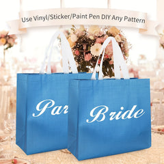 12 Pcs Blue Glossy Reusable Gift Bags Non Woven Shopping Tote