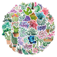 50 Adorable Succulent Cactus Waterproof Stickers for Phone Cases & Notebooks