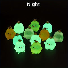 6pcs Luminous Chicken Crown Ornament Toy Micro Landscape Mini Figure Model