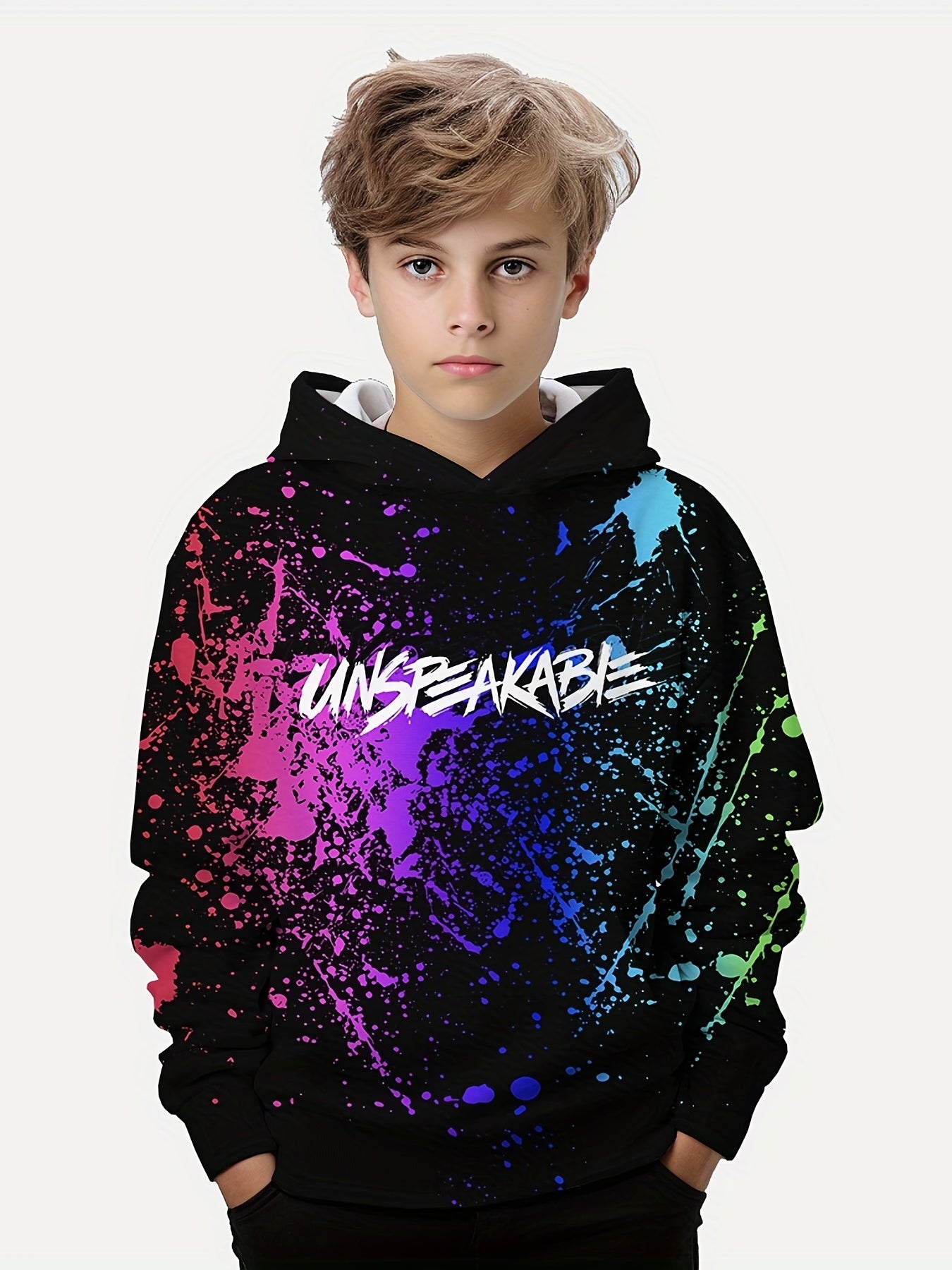 Boys Pullover Hooded Sweatshirt Letter Print Spring Fall Kids Hoodie Tops