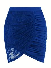 Floral Lace Bodycon Skirt Ruched Bag Hip Women's Clothing