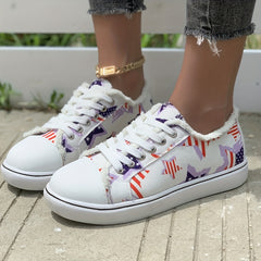 Women's Star Flag Canvas Sneakers Low Top Shoes for 4th of July