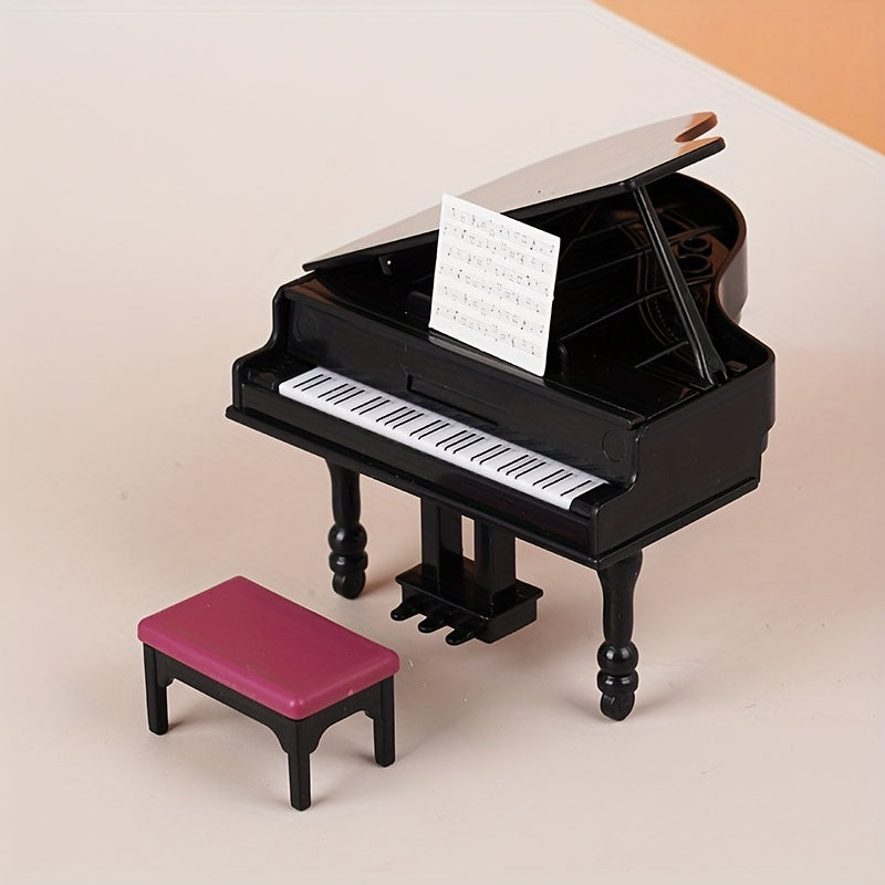 Triangle Piano Model w/ Pink Cushion Dollhouse Furniture