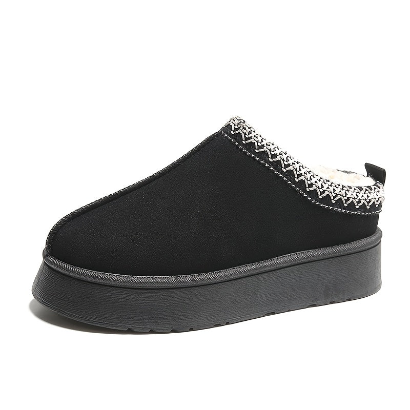 Women's Plush Lined Ankle Boots Warm Home Slippers Cozy Platform Snow Boots