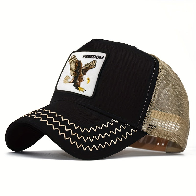 Animal Embroidered Mesh Baseball Cap Sun Shading Mesh Hat