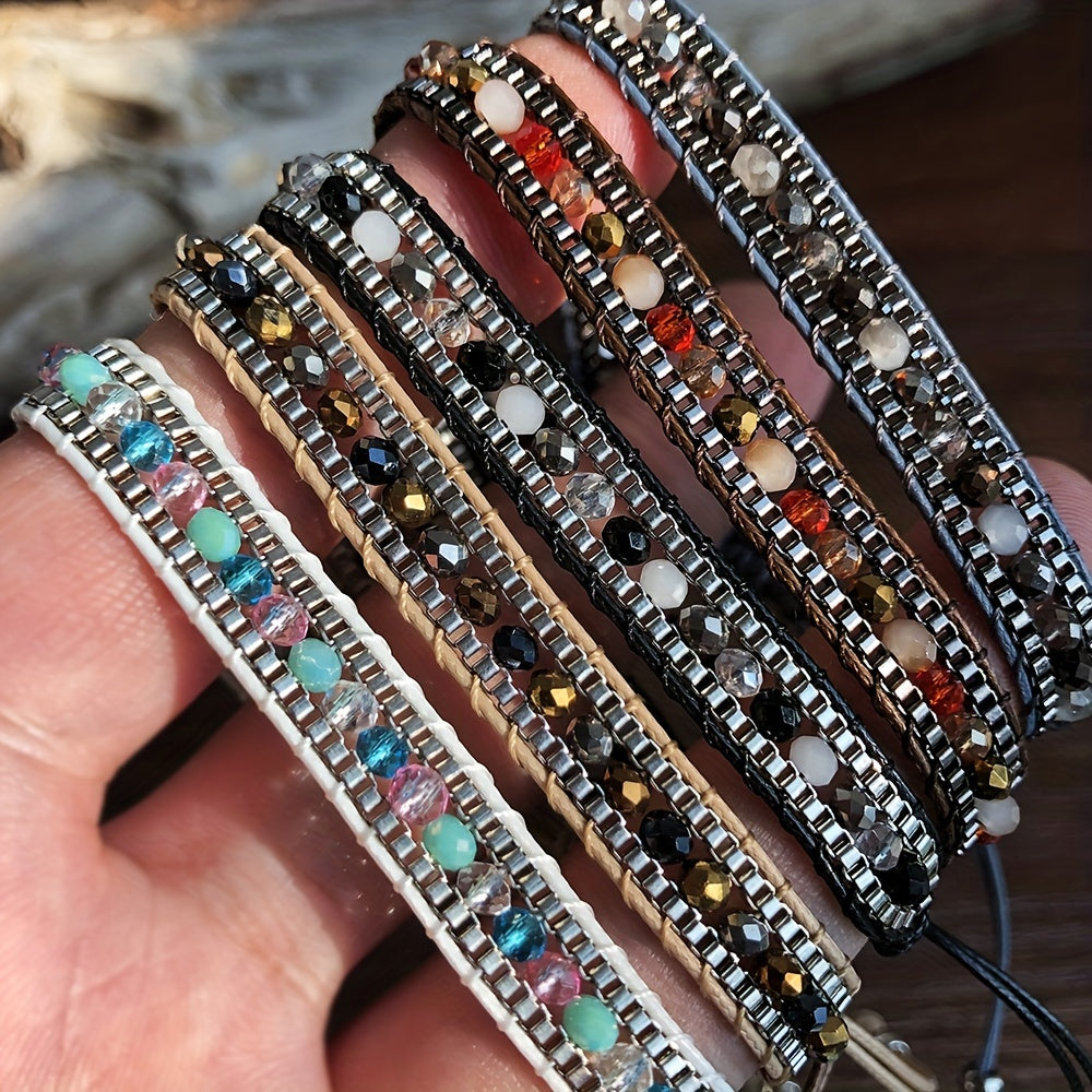 Boho Wrap Bracelet Glass Seed Beads Hand Woven Colorful Friendship Bracelet