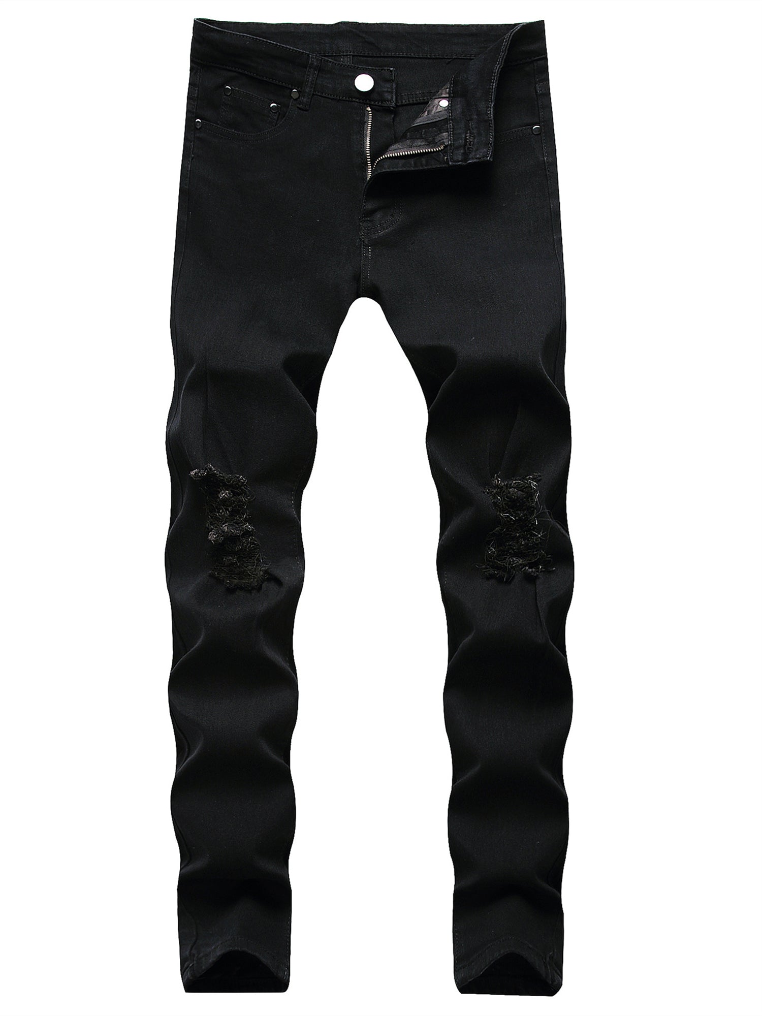 Men's Ripped Knee Slim Fit Stretch Jeans
