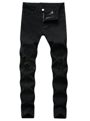Men's Ripped Knee Slim Fit Stretch Jeans