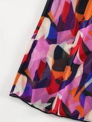 Geometric Print Tie Side Split Cover Up Skirt Semi Sheer Mesh Maxi Beach Wrap