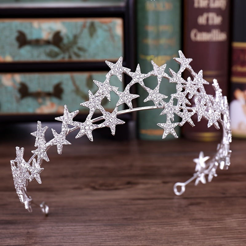 Rhinestone Star Tiara Wedding Accessories Crystal Crown Bridal Jewelry