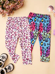2pcs Baby Girl's Leopard Print Leggings Soft & Comfortable Trousers