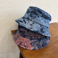 Distressed Denim Bucket Hat Tie Dye Sunscreen Fisherman Cap