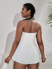 Striped Print Ruched Tankini Set