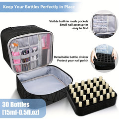 Nail Polish Bag Organizer Case Holds 30 Bottles & Manicure Tools