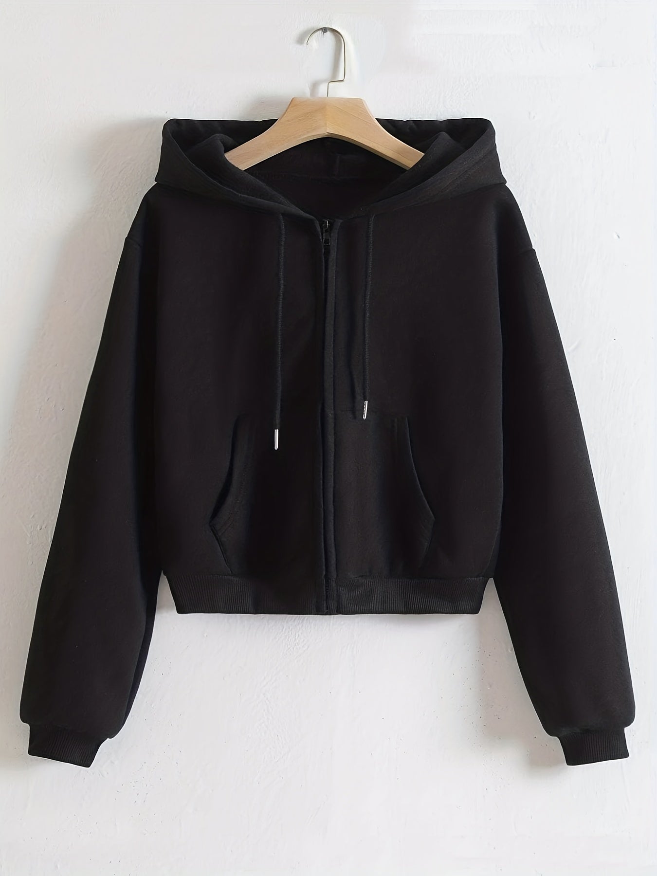 Casual Kangaroo Pocket Hoodie Long Sleeve Zip Up Sweatshirt