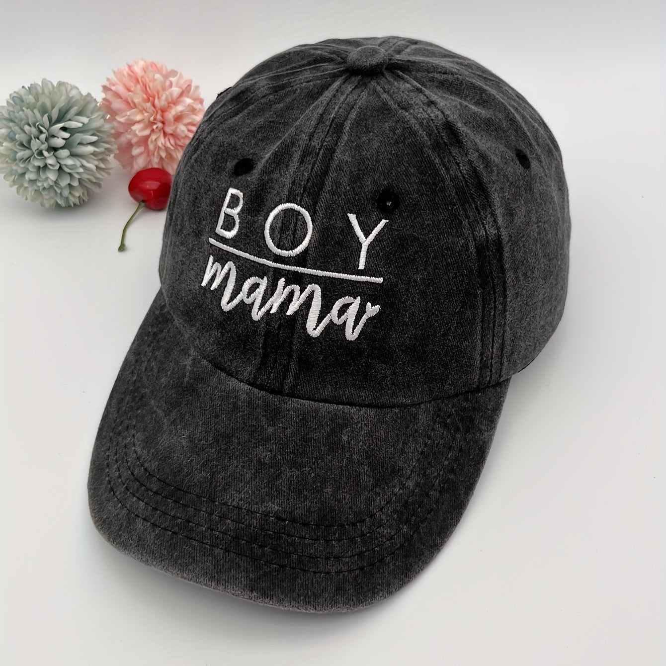 BOY MAMA Embroidery Baseball Cap Distressed Sun Hat