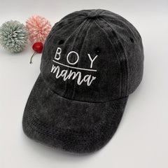 BOY MAMA Embroidery Baseball Cap Distressed Sun Hat