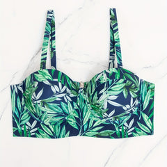 Tropical Print Bikini Top High Stretch