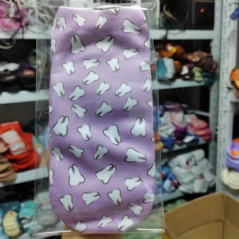 3D Teeth Print Socks Low Cut Women's Stockings