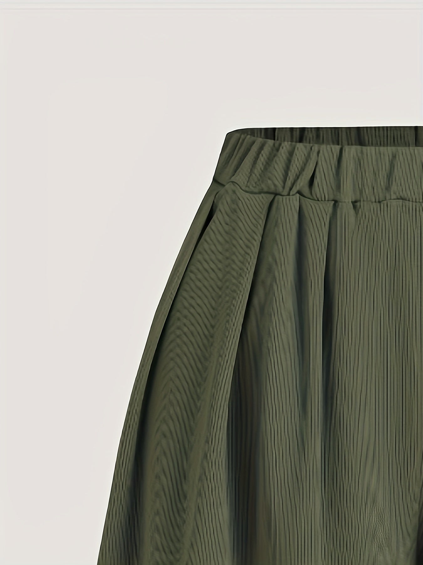 Solid Ribbed Elastic High Rise Casual Shorts