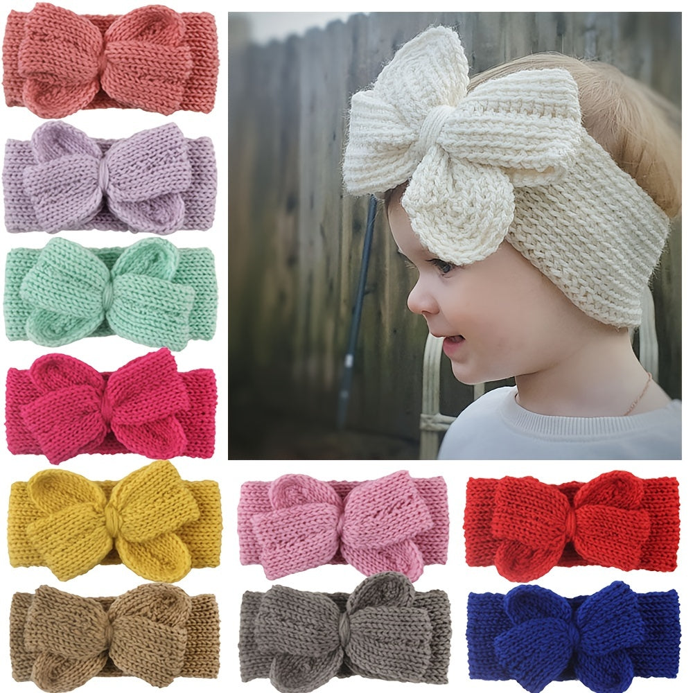 Cute Baby Girls Knit Bow Headbands for Newborns & Toddlers