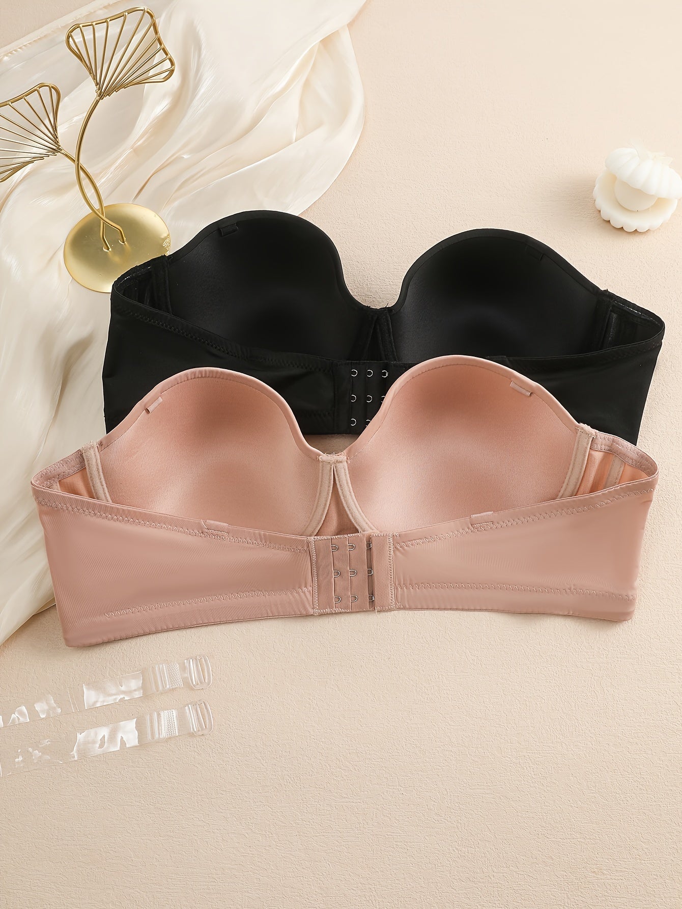 2 Pack Plus Size Molded Cup Multiway Full Cover Bras with Removable Straps