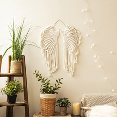 Bohemian Angels Wing Macrame Wall Hanging Tapestry with Long Tassels