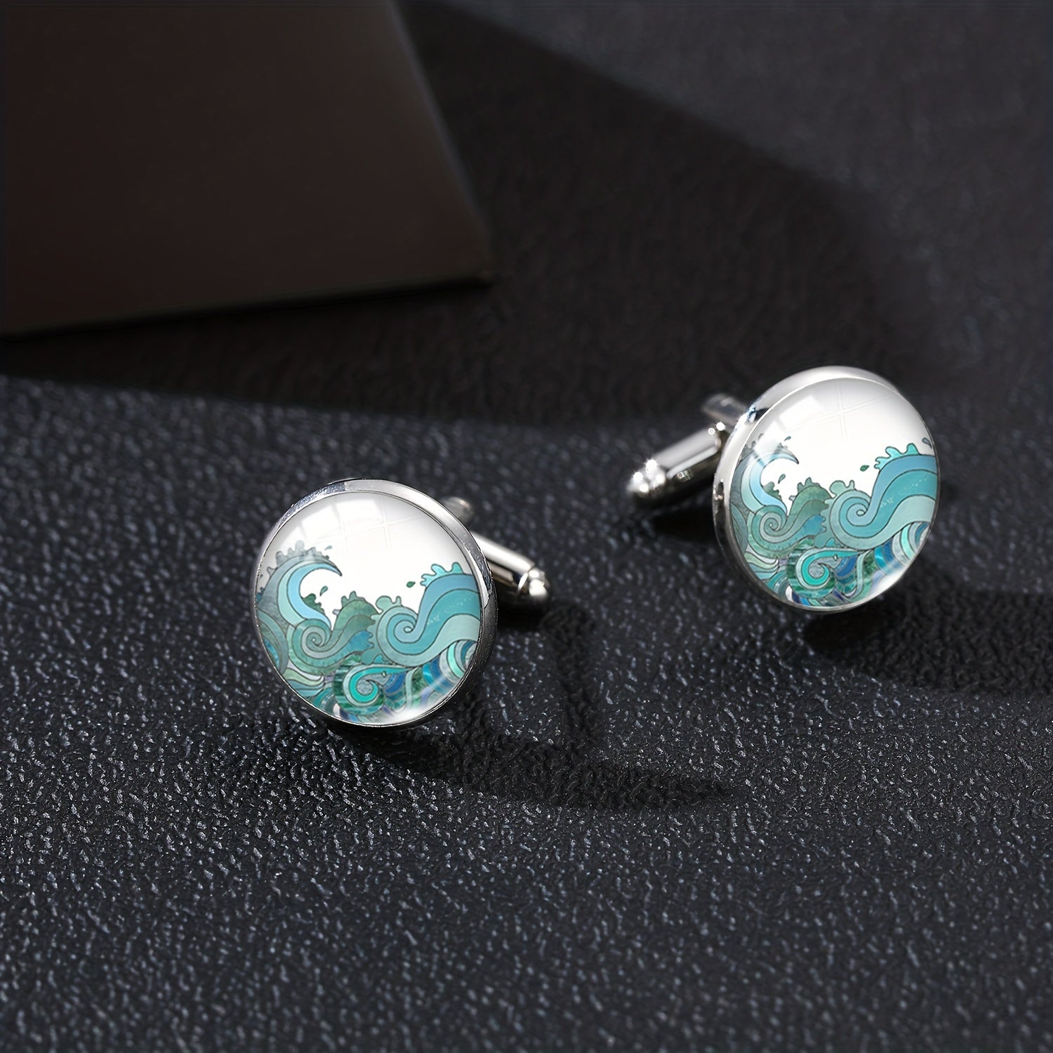 Ocean Wave Time Gem French Cufflinks Men's Shirt Cufflinks