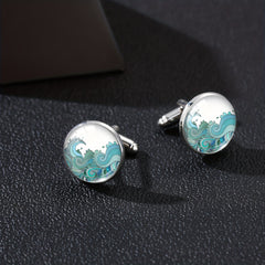 Ocean Wave Time Gem French Cufflinks Men's Shirt Cufflinks