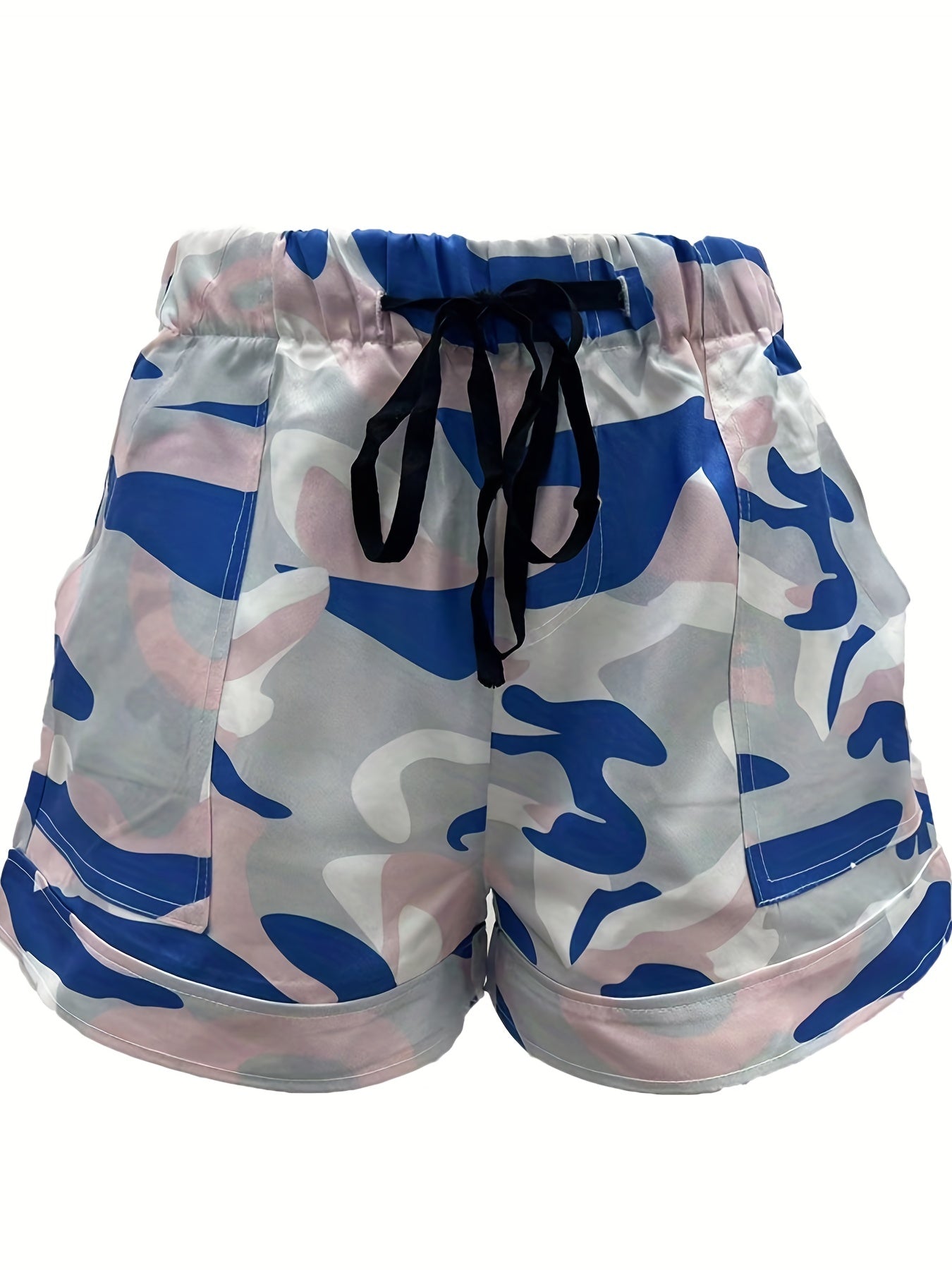 Leopard Print Drawstring Shorts Casual Elastic Waist Summer Shorts
